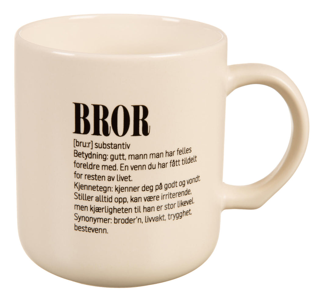 Krus definisjon hvit m/sort Bror 200g 330ml D:8,2 H:9,3cm